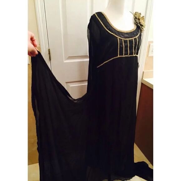 Indian Pakistani Eid Black Formal Maxi Dress Small - Picture 6 of 8